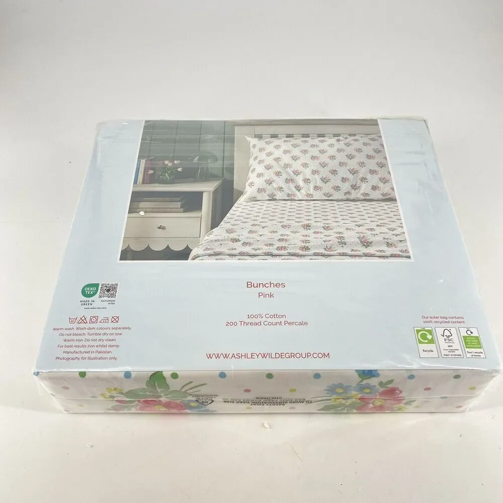 NEW Cath Kidston BUNCHES Pink Twin XL 3Pc Sheet Set 100% Cotton Floral